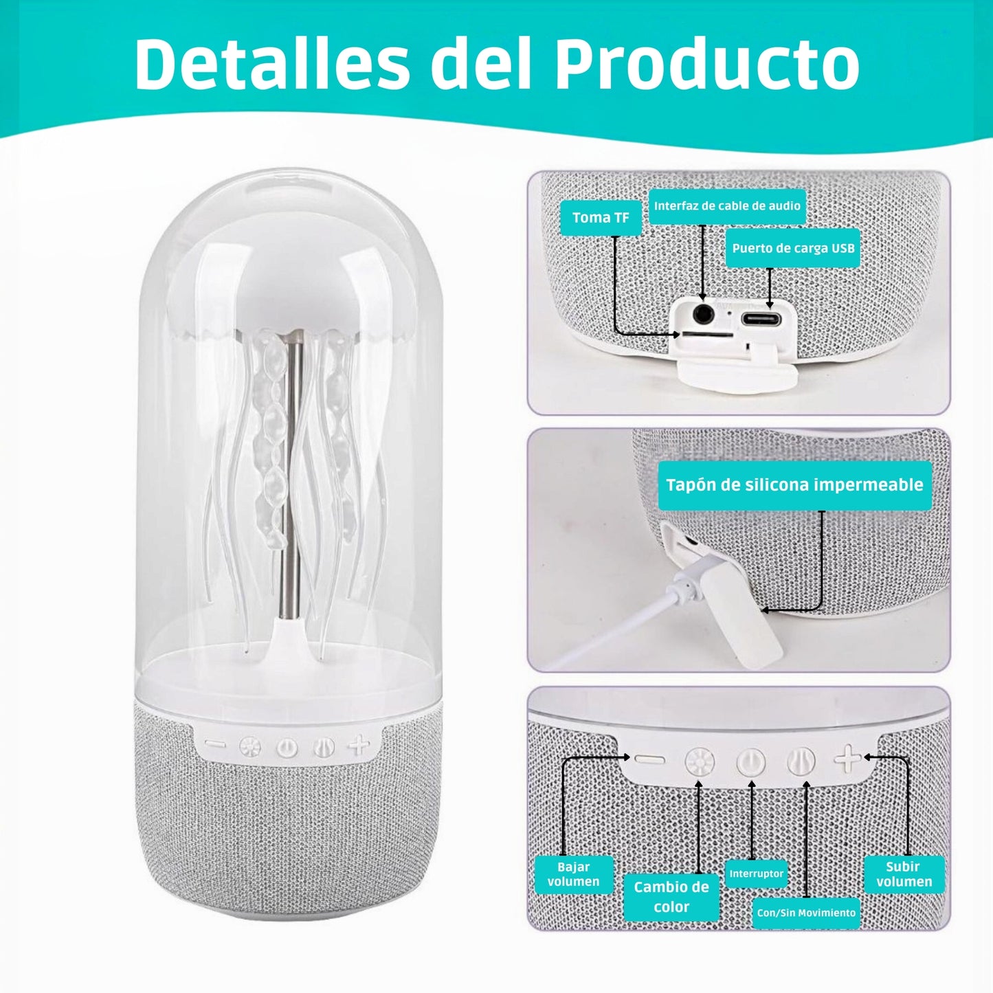 Melodusa™ Beats Essential - Lámpara con Altavoz de Medusa